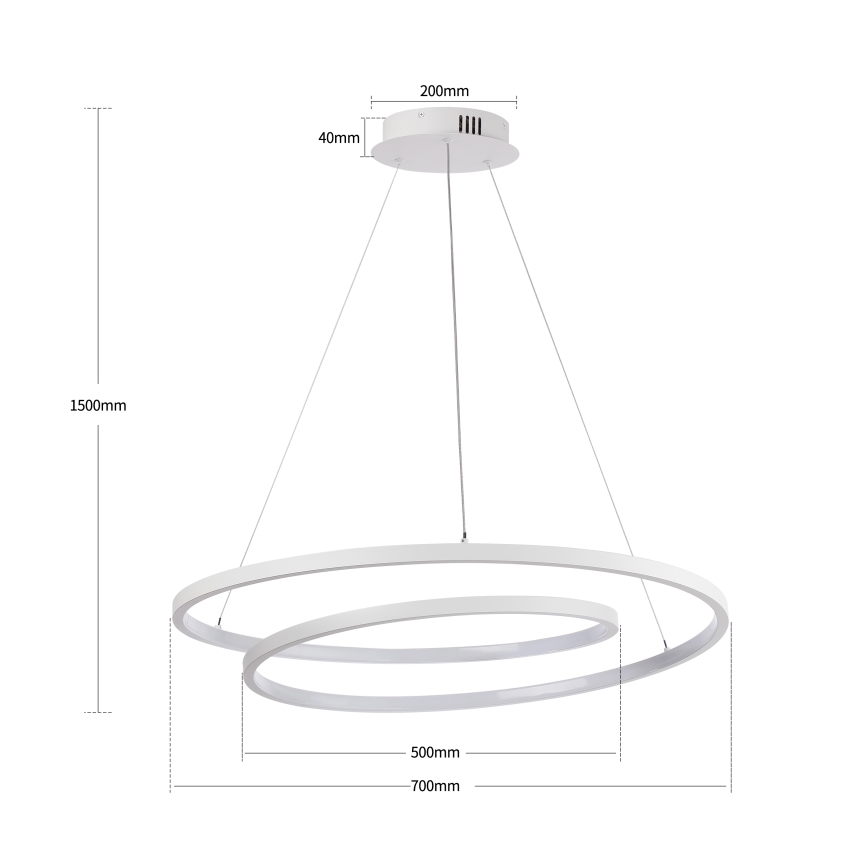Brilagi - TWISTER LED Dimmable Cable-Suspended Pendant Light LED/75W/230V 3000–6000K Ø70 cm White + Remote Control