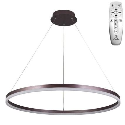 Brilagi - Dimmable CIRCLE LED Pendant Light on Cable, 55W/230V, 3000–6500K, Ø 80 cm, Brown + Remote Control