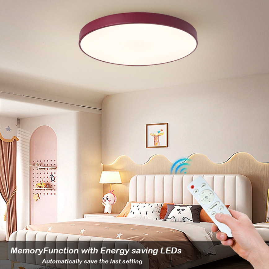 Brilagi - Dimmable POOL LED Ceiling Light, 60W/230V, 3000–6000K, Ø 60 cm, Burgundy + Remote Control