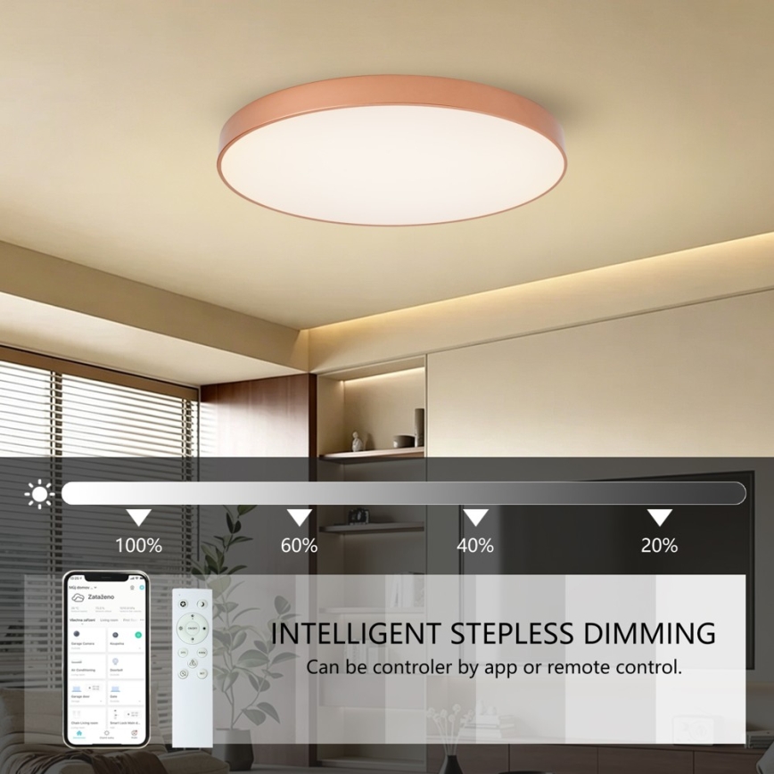 BRILAGI - POOL SMART LED Dimmable Ceiling Light 100W/230V 3000-6000K Ø 80 cm Tuya Wi-Fi Bronze + Remote Control