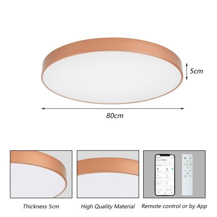 BRILAGI - POOL SMART LED Dimmable Ceiling Light 100W/230V 3000-6000K Ø 80 cm Tuya Wi-Fi Bronze + Remote Control