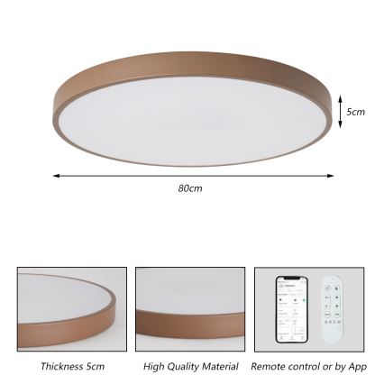 Brilagi - POOL SMART LED Dimmable Fixture / 100W / 230V, Ø 80 cm, 3000–6000K, Wi‑Fi (Tuya) + Remote Control, Brown