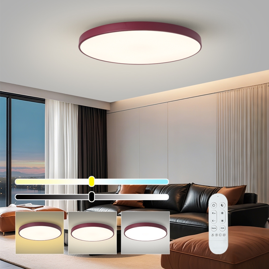 Brilagi - Dimmable LED Light POOL SMART LED/100W/230V Ø 80 cm Tuya Wi‑Fi + Remote Control, Burgundy