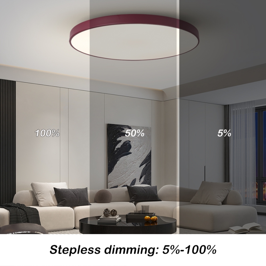 Brilagi - Dimmable LED Light POOL SMART LED/100W/230V Ø 80 cm Tuya Wi‑Fi + Remote Control, Burgundy