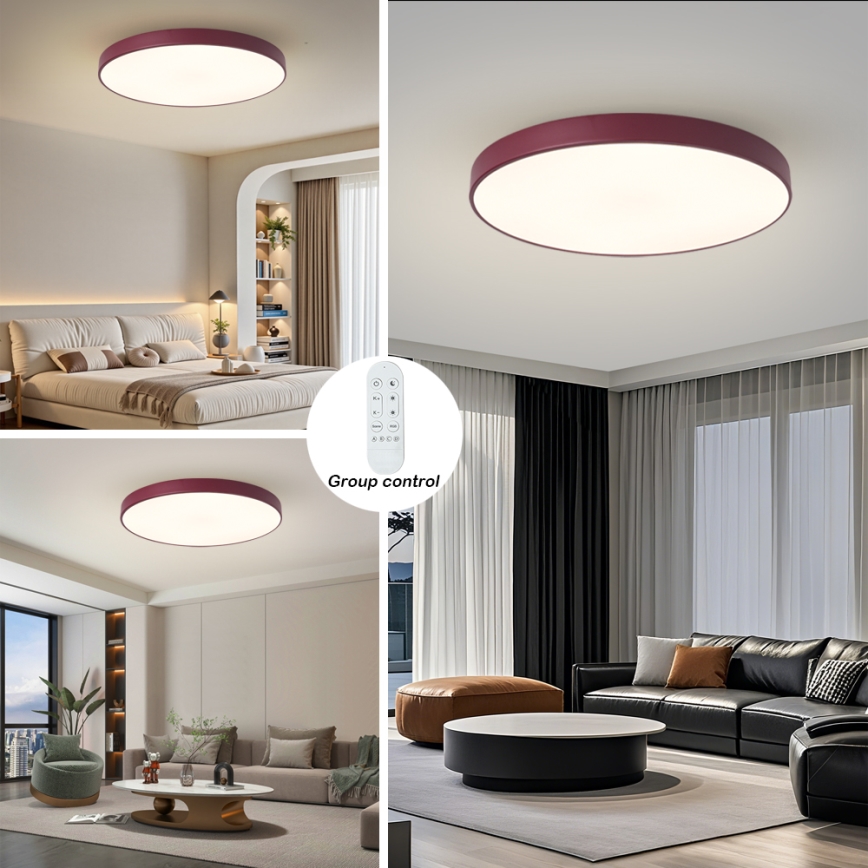 Brilagi - Dimmable LED Light POOL SMART LED/100W/230V Ø 80 cm Tuya Wi‑Fi + Remote Control, Burgundy