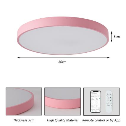 Brilagi - Dimmable LED Light Fixture POOL SMART LED/100W/230V Ø 80 cm Tuya Wi‑Fi + Remote Control, Pink