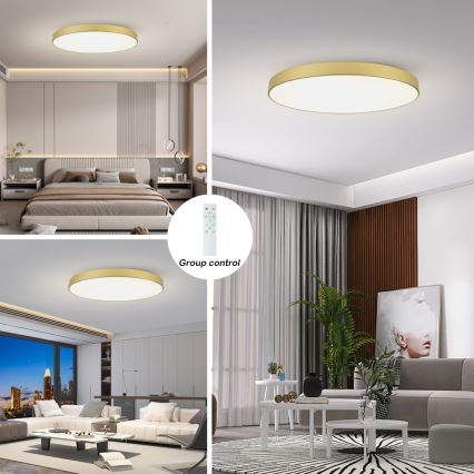Brilagi - POOL SMART Dimmable LED Ceiling Light 128W/230V 3000-6000K 100 cm Gold Tuya Wi-Fi + Remote Control