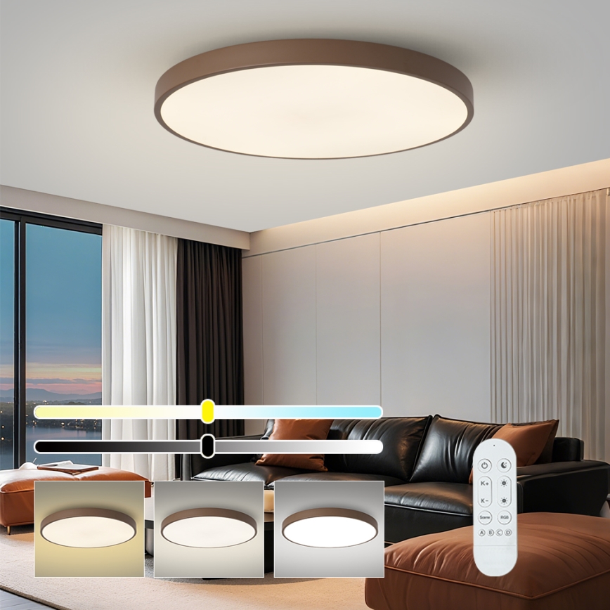 Brilagi - Dimmable LED luminaire POOL SMART LED/128W/230V Ø 100 cm Wi-Fi Tuya + remote control, brown