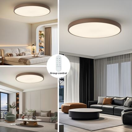 Brilagi - Dimmable LED luminaire POOL SMART LED/128W/230V Ø 100 cm Wi-Fi Tuya + remote control, brown