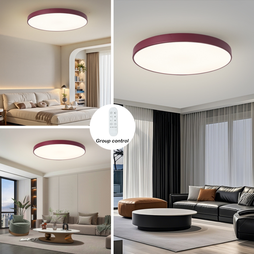 Brilagi - LED Dimmable Fixture POOL SMART LED/128W/230V Ø 100 cm Tuya Wi‑Fi + remote control, burgundy