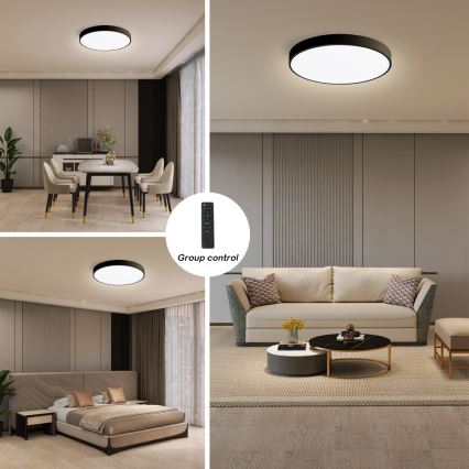 Brilagi - Dimmable POOL SMART LED Ceiling Light 48W/230V, 40 cm, 3000-6000K, Wi-Fi Tuya + Remote Control, Black