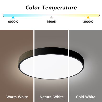 Brilagi - Dimmable POOL SMART LED Ceiling Light 48W/230V, 40 cm, 3000-6000K, Wi-Fi Tuya + Remote Control, Black