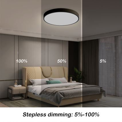 Brilagi - Dimmable POOL SMART LED Ceiling Light 48W/230V, 40 cm, 3000-6000K, Wi-Fi Tuya + Remote Control, Black