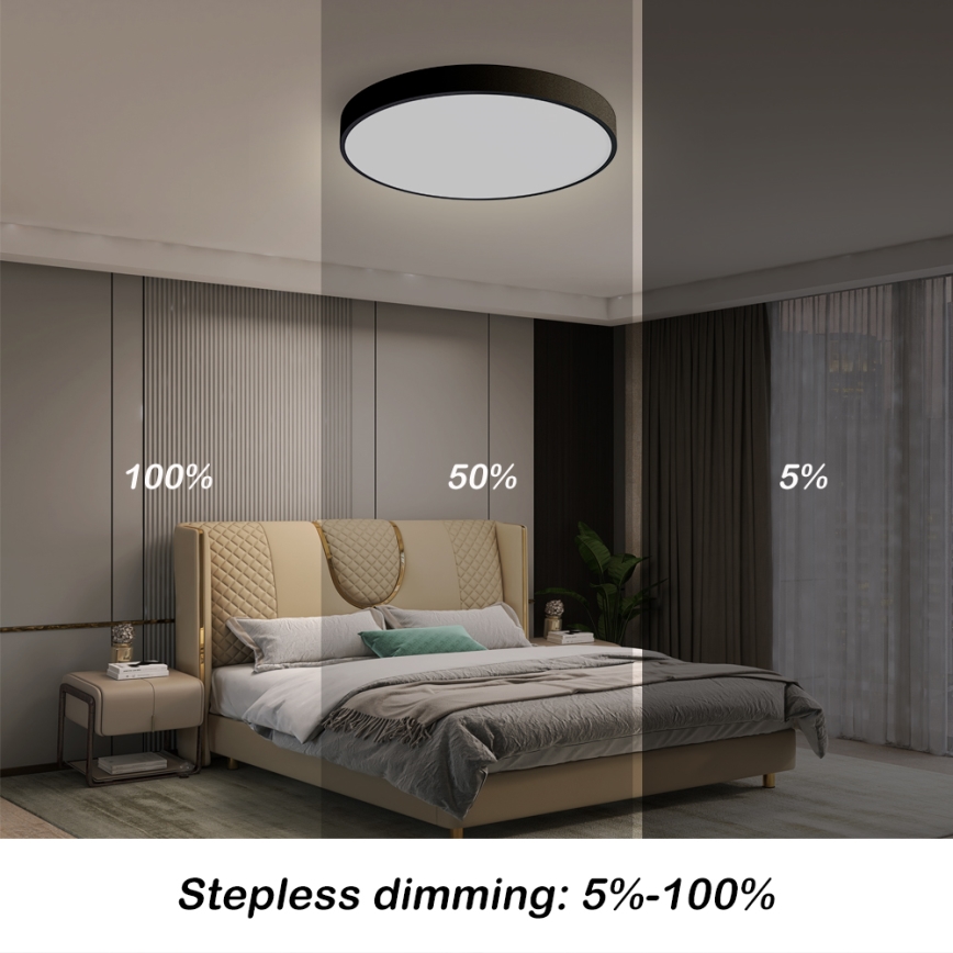 Brilagi - Dimmable POOL SMART LED Ceiling Light 48W/230V, 40 cm, 3000-6000K, Wi-Fi Tuya + Remote Control, Black