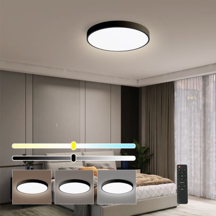 Brilagi - Dimmable POOL SMART LED Ceiling Light 48W/230V, 40 cm, 3000-6000K, Wi-Fi Tuya + Remote Control, Black