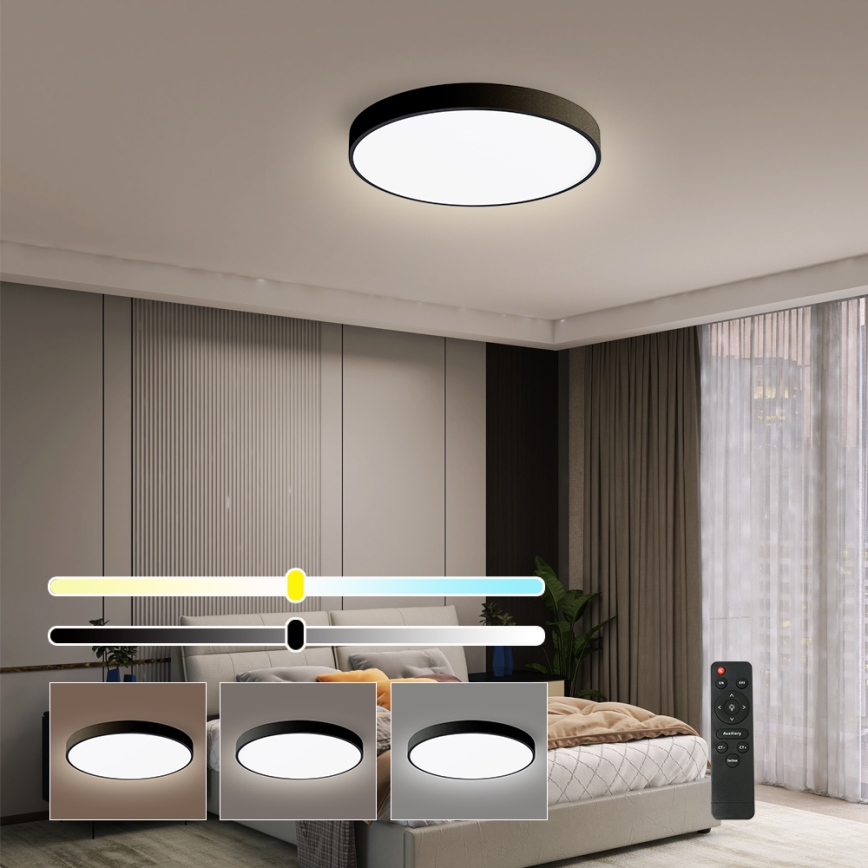 Brilagi - Dimmable POOL SMART LED Ceiling Light 48W/230V, 40 cm, 3000-6000K, Wi-Fi Tuya + Remote Control, Black