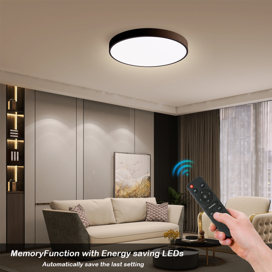 Brilagi - Dimmable POOL SMART LED Ceiling Light 48W/230V, 40 cm, 3000-6000K, Wi-Fi Tuya + Remote Control, Black