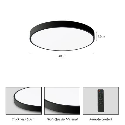Brilagi - Dimmable POOL SMART LED Ceiling Light 48W/230V, 40 cm, 3000-6000K, Wi-Fi Tuya + Remote Control, Black