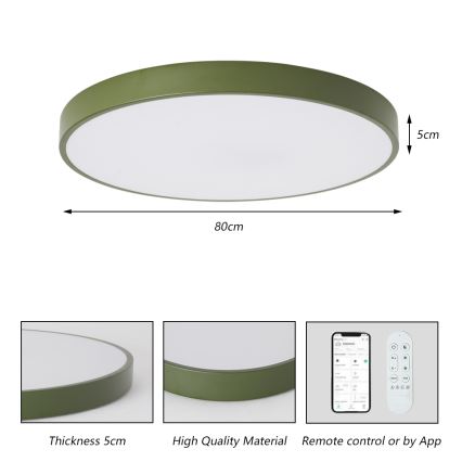 Brilagi - POOL SMART Dimmable LED Fixture 100W/230V Ø 80 cm 3000-6000K Wi‑Fi Tuya + Remote Control, Green