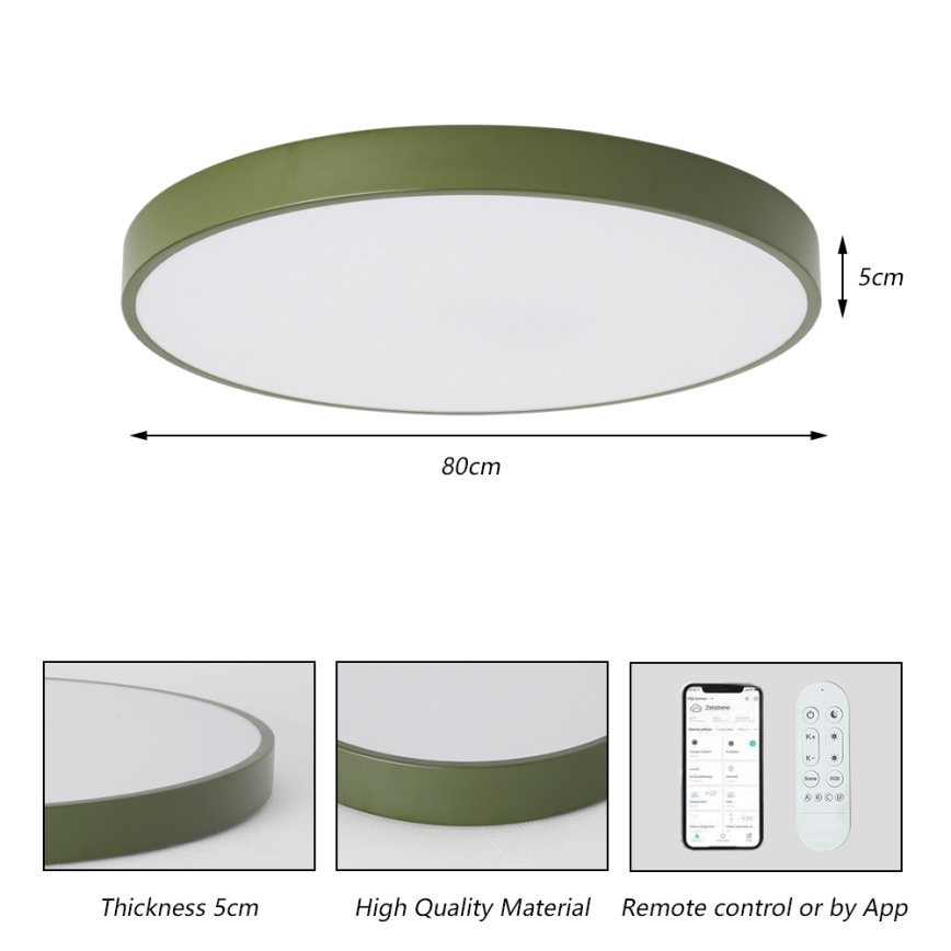 Brilagi - POOL SMART Dimmable LED Fixture 100W/230V Ø 80 cm 3000-6000K Wi‑Fi Tuya + Remote Control, Green