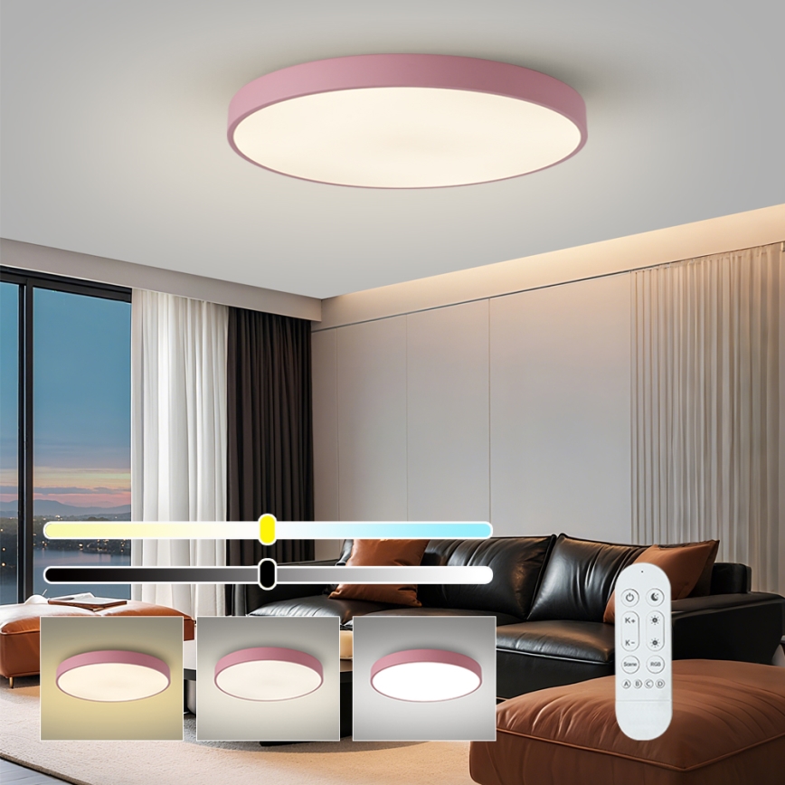 Brilagi - POOL SMART LED Dimmable Light/100W/230V Ø 80 cm 3000-6000K Wi-Fi Tuya + remote control pink