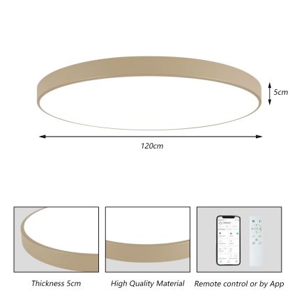 Brilagi - POOL SMART Dimmable LED Ceiling Light/180W/230V 3000-6000K 120 cm Beige Wi-Fi Tuya + Remote Control