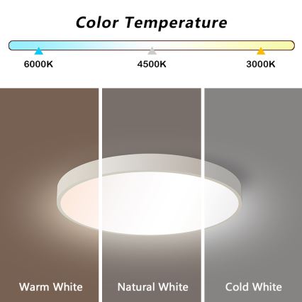Brilagi - POOL SMART 48W LED Dimmable Ceiling Light, 40 cm, 230V, 3000–6000K, Tuya Wi‑Fi + Remote Control, White