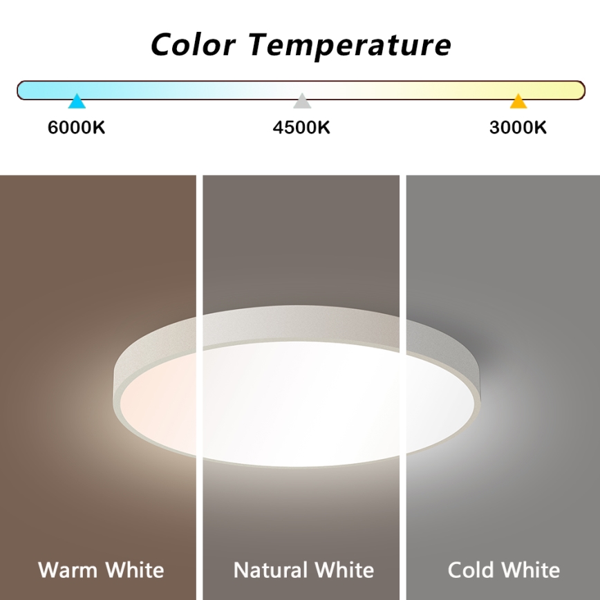 Brilagi - POOL SMART 48W LED Dimmable Ceiling Light, 40 cm, 230V, 3000–6000K, Tuya Wi‑Fi + Remote Control, White