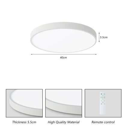 Brilagi - POOL SMART 48W LED Dimmable Ceiling Light, 40 cm, 230V, 3000–6000K, Tuya Wi‑Fi + Remote Control, White