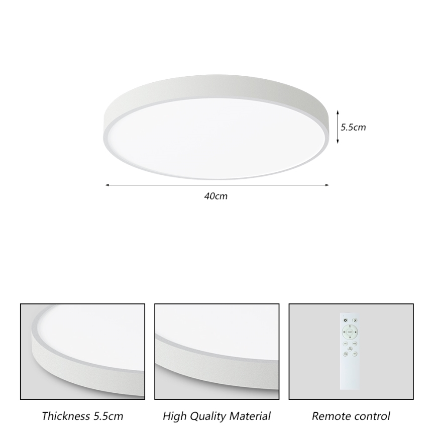 Brilagi - POOL SMART 48W LED Dimmable Ceiling Light, 40 cm, 230V, 3000–6000K, Tuya Wi‑Fi + Remote Control, White
