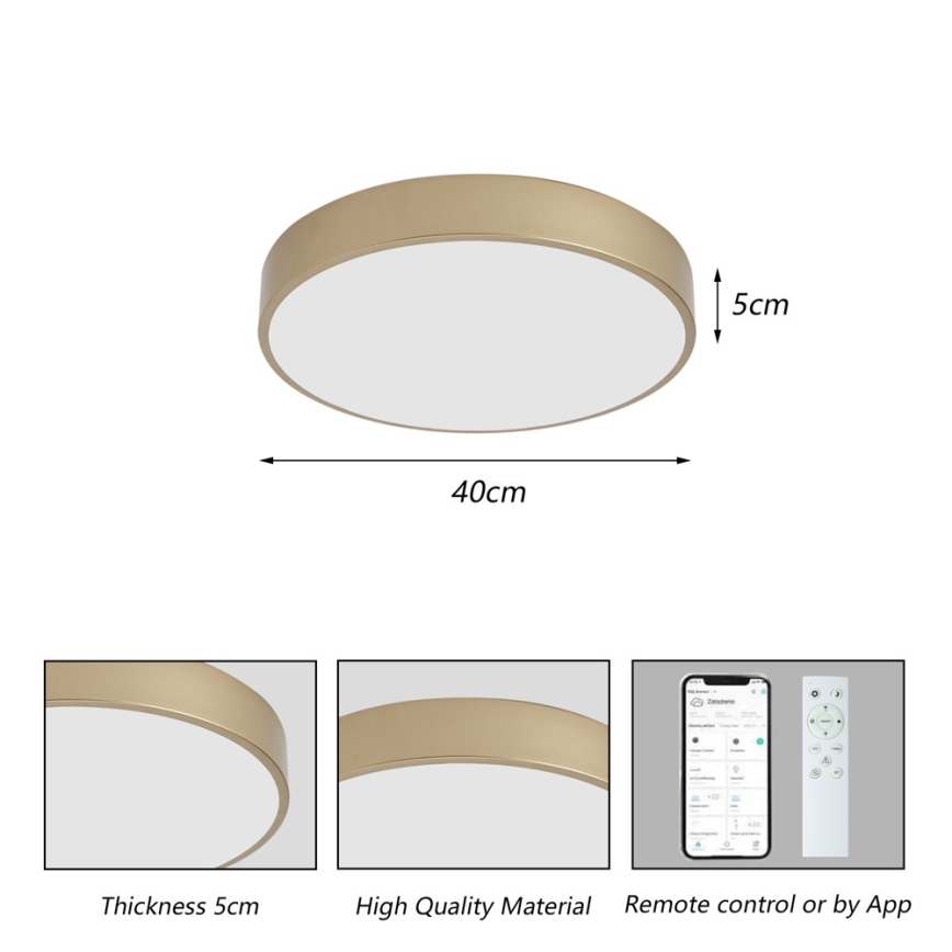 BRILAGI - Dimmable LED Ceiling Light POOL SMART LED/48W/230V 3000-6000K Ø 40 cm Wi‑Fi Tuya gold + remote control