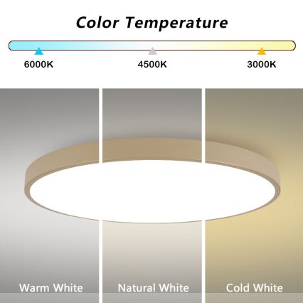 Brilagi - Dimmable LED Ceiling Light POOL SMART LED/180W/230V 3000-6000K 120 cm beige Wi-Fi Tuya + remote control