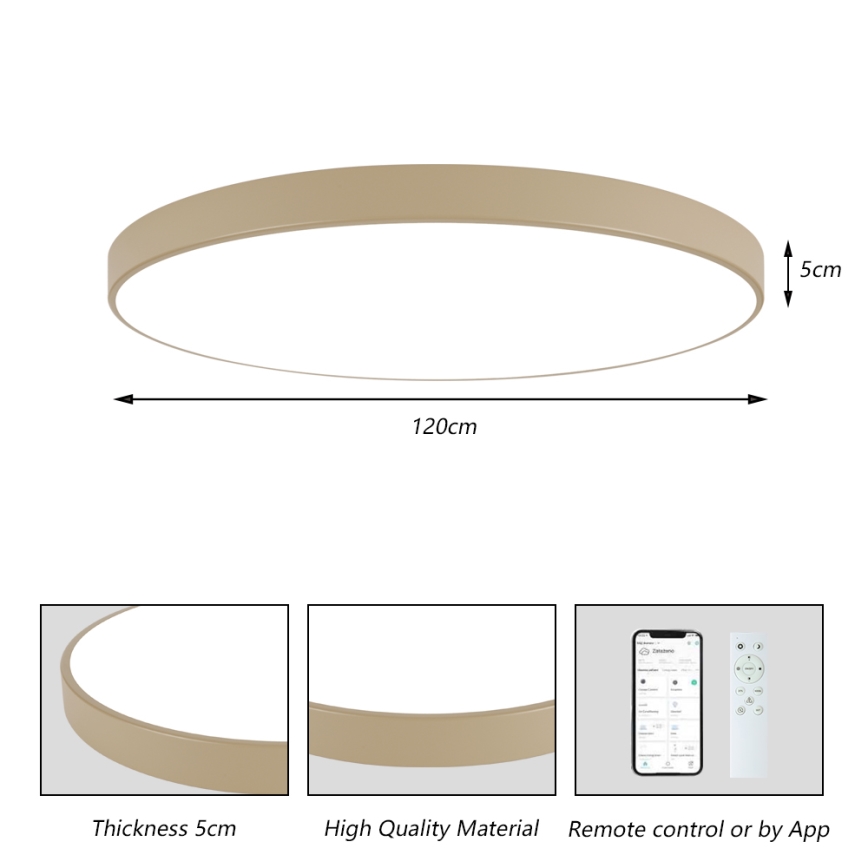 Brilagi - Dimmable LED Ceiling Light POOL SMART LED/180W/230V 3000-6000K 120 cm beige Wi-Fi Tuya + remote control