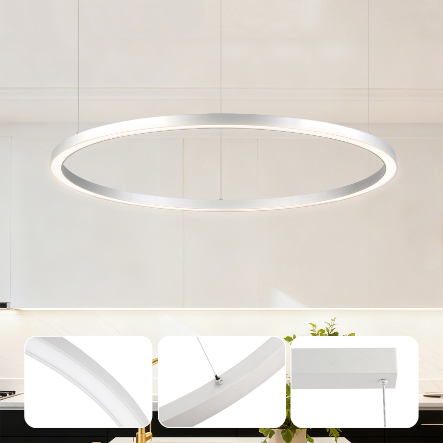 Brilagi - PORTOFINO LED dimmable cable pendant lamp LED/60W/230V 3000-6000K Ø 80 cm silver + remote control