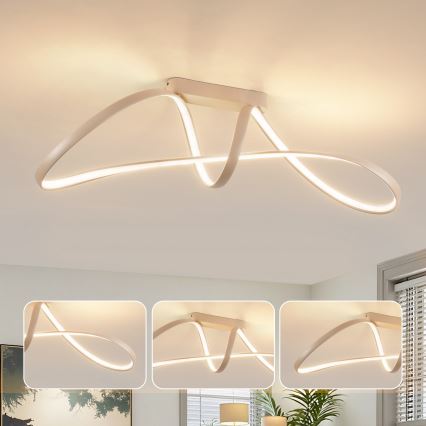 Brilagi - Dimmable LED Flush-Mount Chandelier TWISTER LED/60W/230V 3000-6000K Beige + Remote Control