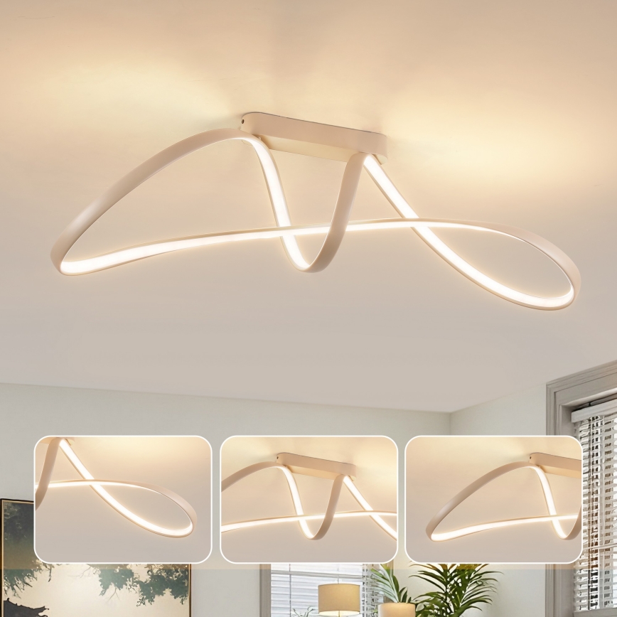 Brilagi - Dimmable LED Flush-Mount Chandelier TWISTER LED/60W/230V 3000-6000K Beige + Remote Control
