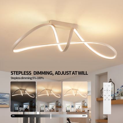 Brilagi - Dimmable LED Flush-Mount Chandelier TWISTER LED/60W/230V 3000-6000K Beige + Remote Control