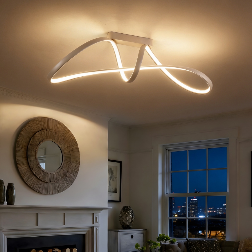 Brilagi - Dimmable LED Flush-Mount Chandelier TWISTER LED/60W/230V 3000-6000K Beige + Remote Control