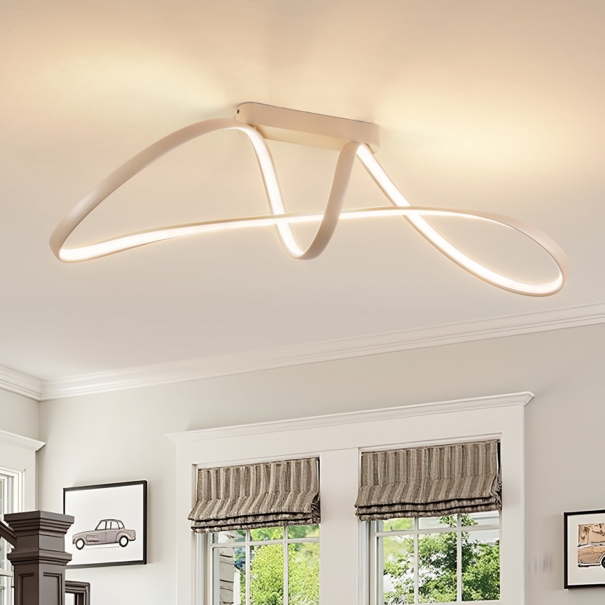 Brilagi - Dimmable LED Flush-Mount Chandelier TWISTER LED/60W/230V 3000-6000K Beige + Remote Control