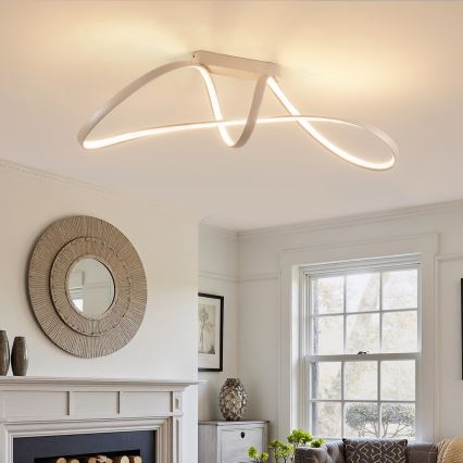 Brilagi - Dimmable LED Flush-Mount Chandelier TWISTER LED/60W/230V 3000-6000K Beige + Remote Control