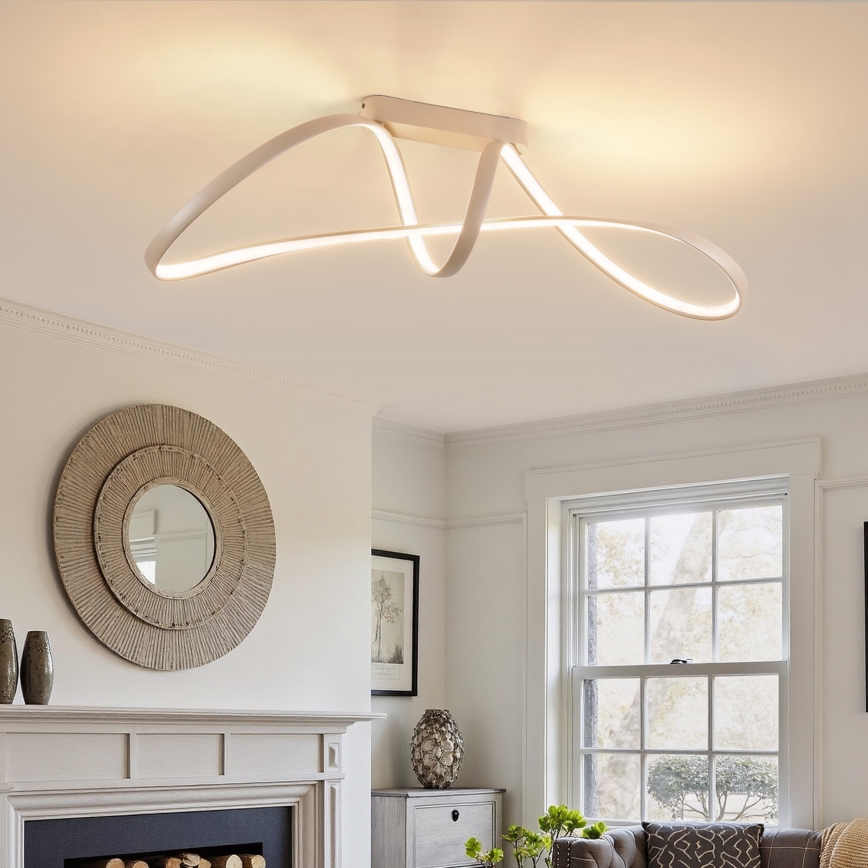 Brilagi - Dimmable LED Flush-Mount Chandelier TWISTER LED/60W/230V 3000-6000K Beige + Remote Control