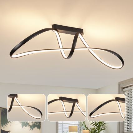 Brilagi - TWISTER LED/60W/230V Dimmable Surface-Mounted Ceiling Light 3000-6000K Black + Remote Control