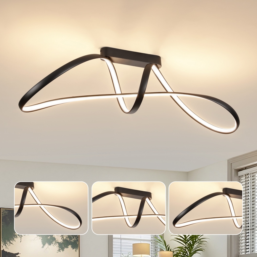 Brilagi - TWISTER LED/60W/230V Dimmable Surface-Mounted Ceiling Light 3000-6000K Black + Remote Control