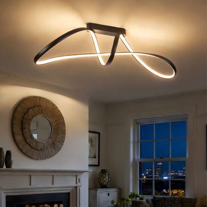 Brilagi - TWISTER LED/60W/230V Dimmable Surface-Mounted Ceiling Light 3000-6000K Black + Remote Control