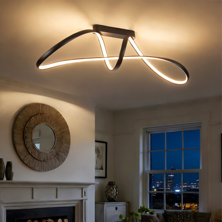 Brilagi - TWISTER LED/60W/230V Dimmable Surface-Mounted Ceiling Light 3000-6000K Black + Remote Control