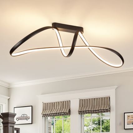 Brilagi - TWISTER LED/60W/230V Dimmable Surface-Mounted Ceiling Light 3000-6000K Black + Remote Control