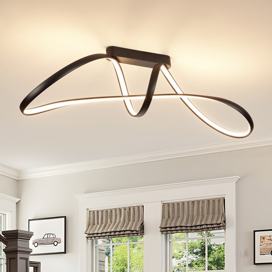 Brilagi - TWISTER LED/60W/230V Dimmable Surface-Mounted Ceiling Light 3000-6000K Black + Remote Control