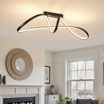 Brilagi - TWISTER LED/60W/230V Dimmable Surface-Mounted Ceiling Light 3000-6000K Black + Remote Control