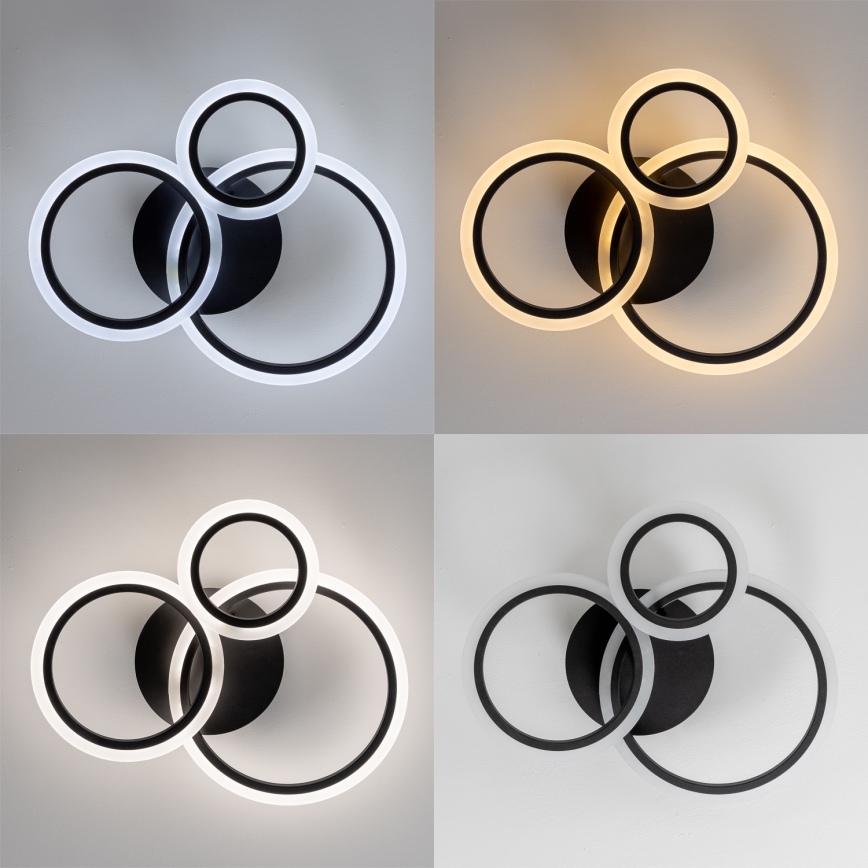 Brilagi - LED Dimmable surface-mounted chandelier ORBITS LED/40W/230V 3000-6500K black + remote control