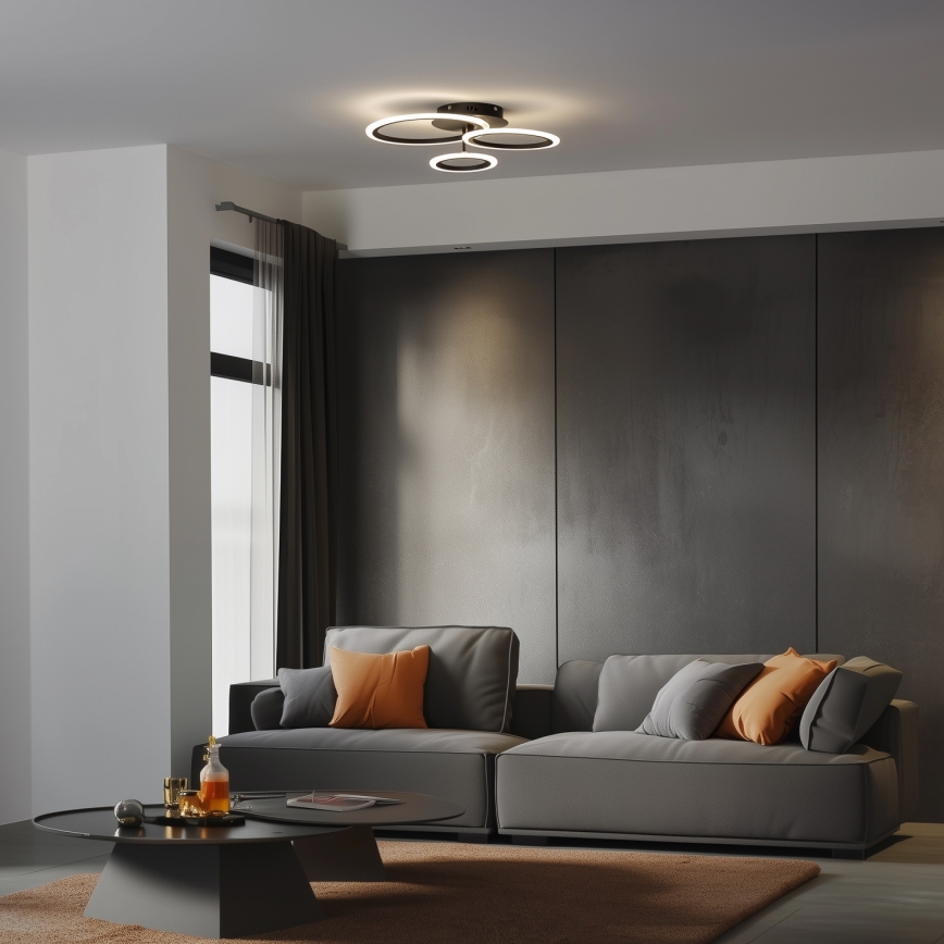 Brilagi - LED Dimmable surface-mounted chandelier ORBITS LED/40W/230V 3000-6500K black + remote control